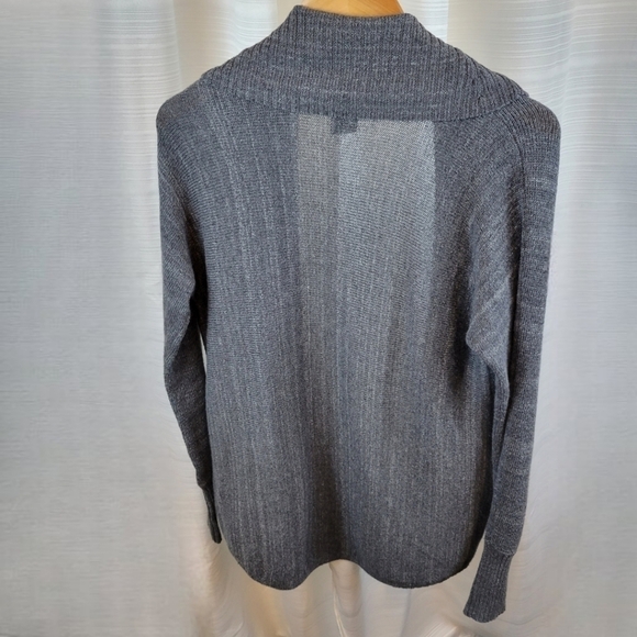 Calvin Klein - Knit Open Front Ribbed Cardigan - Gray - Picture 2 of 6